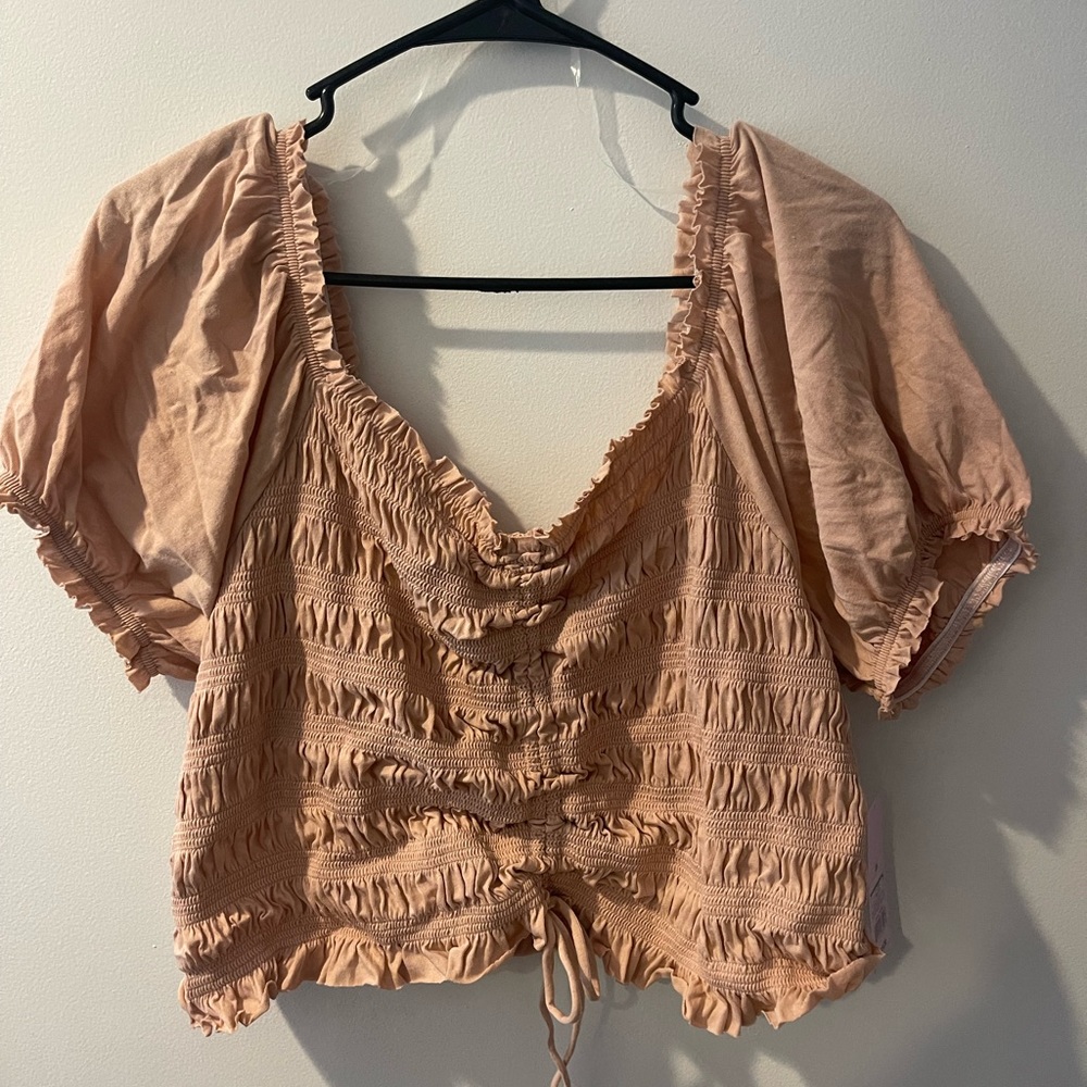 Brand New Wild Fable Cropped Pink Ruched Shirt